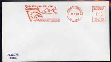 Postmark - France 1980 unaddressed cover with illustrated meter cancel showing Concorde & EU Flag, stamps on aviation, stamps on concorde, stamps on flags