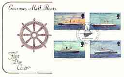 Guernsey 1973 Mail Packet Boats #2 set of 4 on illustrated cover with illustrated first day cancel, stamps on mail ships, stamps on postal, stamps on ships