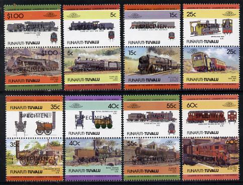 Tuvalu - Funafuti 1984 Locomotives #2 (Leaders of the World) set of 16 optd SPECIMEN unmounted mint, stamps on railways, stamps on scots, stamps on scotland