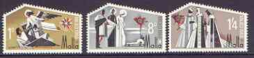 Malta 1968 Christmas set of 3 unmounted mint SG 409-11, stamps on christmas, stamps on angels