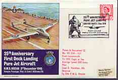 Great Britain 1970 Fleet Air Arm illustrated commem cover for 25th Anniversary of First Deck Landing with special FAA 3 Dec cancel, stamps on aviation, stamps on flat tops, stamps on 