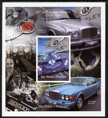 St Thomas & Prince Islands 2005 85th Anniversary of Bentley Cars imperf s/sheet unmounted mint. Note this item is privately produced and is offered purely on its thematic..., stamps on cars, stamps on bentley, stamps on  f1 , stamps on formula 1, stamps on 