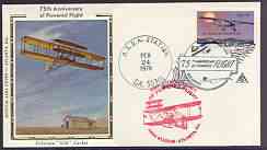 United States 1978 Colorano silk cover for 75th Anniversary of Powered Flight featuring Wright Brothers with Concorde & Wright Bros cachets, stamps on aviation, stamps on concorde, stamps on 