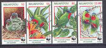 Tonga - Niuafoou 1998 WWF - blue Crowned Lory set of 4 unmounted mint, SG 270-73, stamps on wwf, stamps on birds, stamps on parrots, stamps on , stamps on  wwf , stamps on 