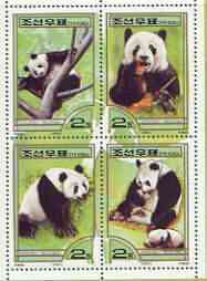 North Korea 2000 Fauna - Pandas perf sheetlet containing 4 values unmounted mint SG N3980-83, stamps on animals, stamps on bears, stamps on pandas