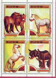 North Korea 2000 Fauna - Horses perf sheetlet containing 4 values unmounted mint SG N3976-79, stamps on animals, stamps on horses