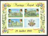 Comoro Islands 1981 Royal Wedding imperf sheetlet containing set of 3 plus label unmounted mint, as SG MS 455, Mi BL 232B, stamps on royalty, stamps on charles, stamps on diana