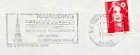 Postmark - France rectangular piece bearing French adhesive with Tourcoing illustrated cancel showing part of score of 'Vive Tourcoing, Vive ce petit Coin', stamps on , stamps on  stamps on music