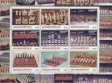 Afghanistan 2000 Chess sets #1 from around the World perf sheetlet containing 9 values unmounted mint, stamps on chess