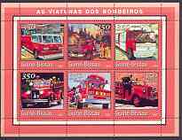 Guinea - Bissau 2001 Fire Engines #2 (red border) perf sheetlet containing 6 values unmounted mint Mi 1737-42, stamps on fire