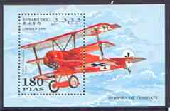 Sahara Republic 1995 Aircraft of World War II perf m/sheet (Fokker DR-1 Dreidecker) unmounted mint, stamps on aviation, stamps on  ww2 , stamps on fokker
