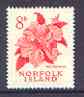 Norfolk Island 1960 Red Hibiscus 8d (from 1960 def set) unmounted mint SG 28, stamps on , stamps on  stamps on flowers, stamps on  stamps on hibiscus