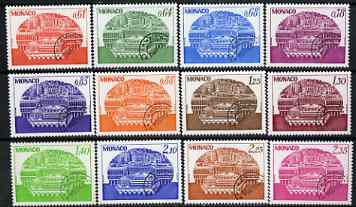 Monaco 1978-79 Congress Centre set of 12 precancels unmounted mint, SG 1348-59, stamps on buildings