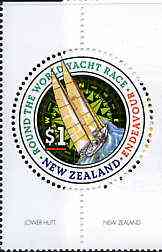 New Zealand 1994 Round The World Yacht race $1 circular stamp unmounted mint, SG 1783, stamps on yachting, stamps on sailing