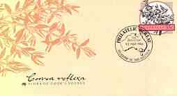 Australia 1986 Correa reflexa 33c postal stationery envelope (from Flora on Cook's Voyage series) with illustrated first day cancellation, stamps on flora, stamps on flowers, stamps on cook, stamps on explorers