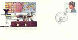 Australia 1985 75th 75th Anniversary of Amateur Radio 33c postal stationery envelope with illustrated P & T Station, Alice Springs first day cancellation, stamps on communications, stamps on radio, stamps on microphones, stamps on morse