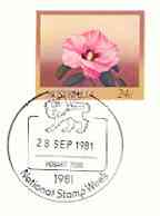 Australia 1981 Sturt's Desert Rose 24c postal stationery envelope with first day cancellation, stamps on flowers, stamps on roses