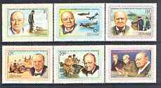 Liberia 1974 Churchill Centenary set of 6 unmounted mint, SG 1219-24*, stamps on churchill, stamps on militaria, stamps on personalities, stamps on aviation, stamps on cars