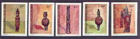Congo 1981 Fetishes set of 5 imperf from limited printing unmounted mint, as SG 836-40, stamps on artefacts, stamps on sculpture