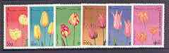Afghanistan 1997 Tulips complete perf set of 6 unmounted mint, stamps on , stamps on  stamps on flowers, stamps on  stamps on tulips