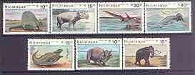 Nicaragua 1987 Prehistoric Animals complete perf set of 7 unmounted mint, SG 2863-69, stamps on dinosaurs