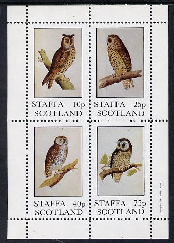 Staffa 1981 Owls #02 perf set of 4 values (10p to 75p) unmounted mint, stamps on birds, stamps on birds of prey, stamps on owls