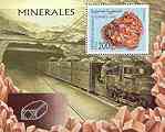 Sahara Republic 1998 Minerals perf miniature sheet containing 200 value unmounted mint (showing mining Train), stamps on minerals, stamps on railways, stamps on mining