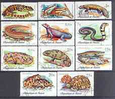 Guinea - Conakry 1977 Reptiles perf set of 11, fine cto used SG 937-47*, stamps on , stamps on  stamps on animals, stamps on  stamps on reptiles, stamps on  stamps on snakes, stamps on  stamps on frogs, stamps on  stamps on tortoise, stamps on  stamps on crocodiles, stamps on  stamps on lizards, stamps on  stamps on snake, stamps on  stamps on snakes, stamps on  stamps on 