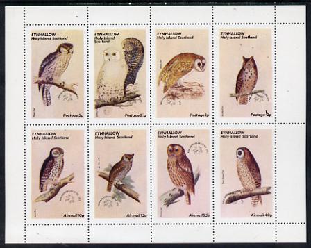 Eynhallow 1974 Owls (Universal Postal Union Centenary) perf set of 8 values unmounted mint (0.5p to 40p), stamps on birds  upu    owls   birds of prey, stamps on  upu , stamps on 