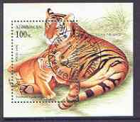 Azerbaijan 1994 Wild Cats m/sheet (Tiger) fine cto used, stamps on cats, stamps on animals, stamps on tigers
