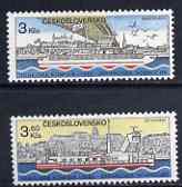 Czechoslovakia 1982 Danube Commission set of 2 unmounted mint, SG 2639-40, stamps on ships, stamps on ferry, stamps on tugs, stamps on 