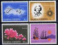 Samoa 1968 Centenary of Bougainville's Visit set of 4 unmounted mint, SG 306-309, stamps on ships, stamps on explorers, stamps on flowers, stamps on maps, stamps on personalities