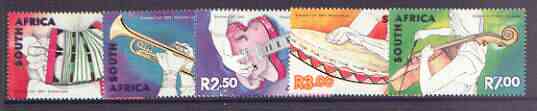 South Africa 2001 Music in South Africa set of 5 unmounted mint, SG1345-49*, stamps on music, stamps on jazz.guitar