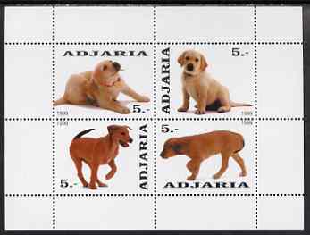 Adjaria 1999 Dogs perf sheetlet containing complete set of 4 unmounted mint, stamps on dogs