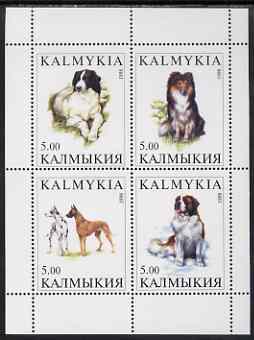 Kalmikia Republic 1998 Dogs #1 perf sheetlet containing complete set of 4 unmounted mint, stamps on dogs, stamps on bernard