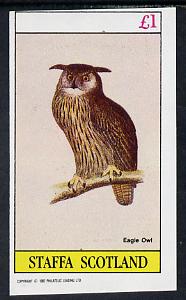 Staffa 1982 Birds of Prey #07 (Eagle Owl) imperf souvenir sheet (Â£1 value) unmounted mint, stamps on birds, stamps on birds of prey, stamps on owls
