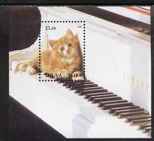 Touva 2001 Domestic Cats perf m/sheet unmounted mint (Kitten on Piano Keys), stamps on cats, stamps on music, stamps on musical instruments