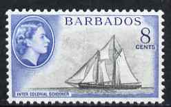 Barbados 1953-61 Schooner 8c (wmk Script CA) unmounted mint SG 295, stamps on ships, stamps on schooners