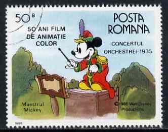 Rumania 1986 Mickey Mouse Conducting 50b fine used, SG 5023, stamps on music, stamps on disney