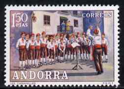 Andorra - Spanish 1972 Les Caramelles (Choir) 1p50 (from Customs set) unmounted mint, SG 75, stamps on music, stamps on folklore