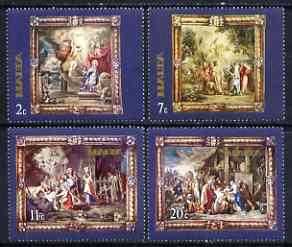 Malta 1977 400th Birth Anniversary of Rubens - Flemish Tapestries (1st series) set of 4 unmounted mint, SG 576-79*, stamps on arts, stamps on rubens, stamps on textiles, stamps on renaissance