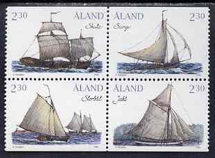Aland Islands 1995 Cargo Sailing Ships set of 4 (ex booklet) unmounted mint, SG 91-94, stamps on ships, stamps on maps