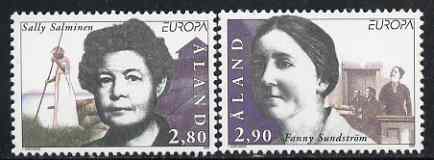 Aland Islands 1996 Europa - Famous Women set of 2 unmounted mint, SG 109-10, stamps on europa, stamps on women, stamps on literature