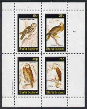 Staffa 1982 Birds #34 (Night Owl, Osprey etc) perf set of 4 values (10p to 75p) unmounted mint, stamps on birds, stamps on birds of prey, stamps on owls