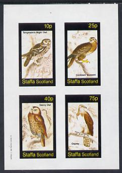 Staffa 1982 Birds #34 (Night Owl, Osprey etc) imperf set of 4 values (10p to 75p) unmounted mint, stamps on birds, stamps on birds of prey, stamps on owls