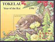 Tokelau 1996 Chinese New Year - Year of the Rat perf m/sheet unmounted mint, SG MS 239, stamps on animals, stamps on rats, stamps on rodents, stamps on lunar, stamps on lunar new year