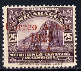 Nicaragua 1929 Overprinted PAA on 25c violet unmounted mint SG616, stamps on palaces, stamps on horses