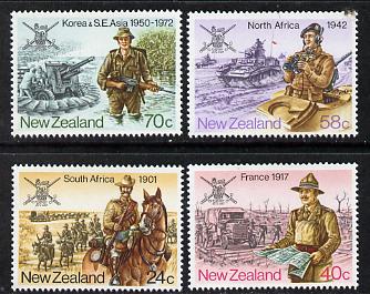 New Zealand 1984 NZ Military History set of 4 unmounted mint, SG 1352-55, stamps on militaria, stamps on tanks