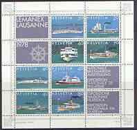 Switzerland 1978 Lemanex 78 Stamp Exhibition sheetlet containing 8 stamps (Lake Steamers plus 4 labels) unmounted mint, SG MS 952, stamps on ships, stamps on stamp exhibitions, stamps on navigation