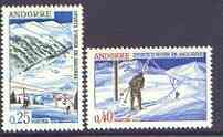 Andorra - French 1966 Winter Sports set of 2 unmounted mint, SG F195-96*, stamps on sport, stamps on skiing